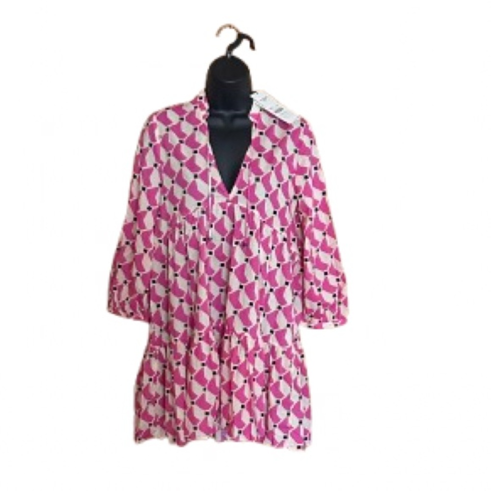 Zara mini Cadie Dress Fuchsia and Cream Geometric Dress size small NWT